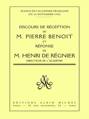 cover image of Discours de réception à l'Académie française